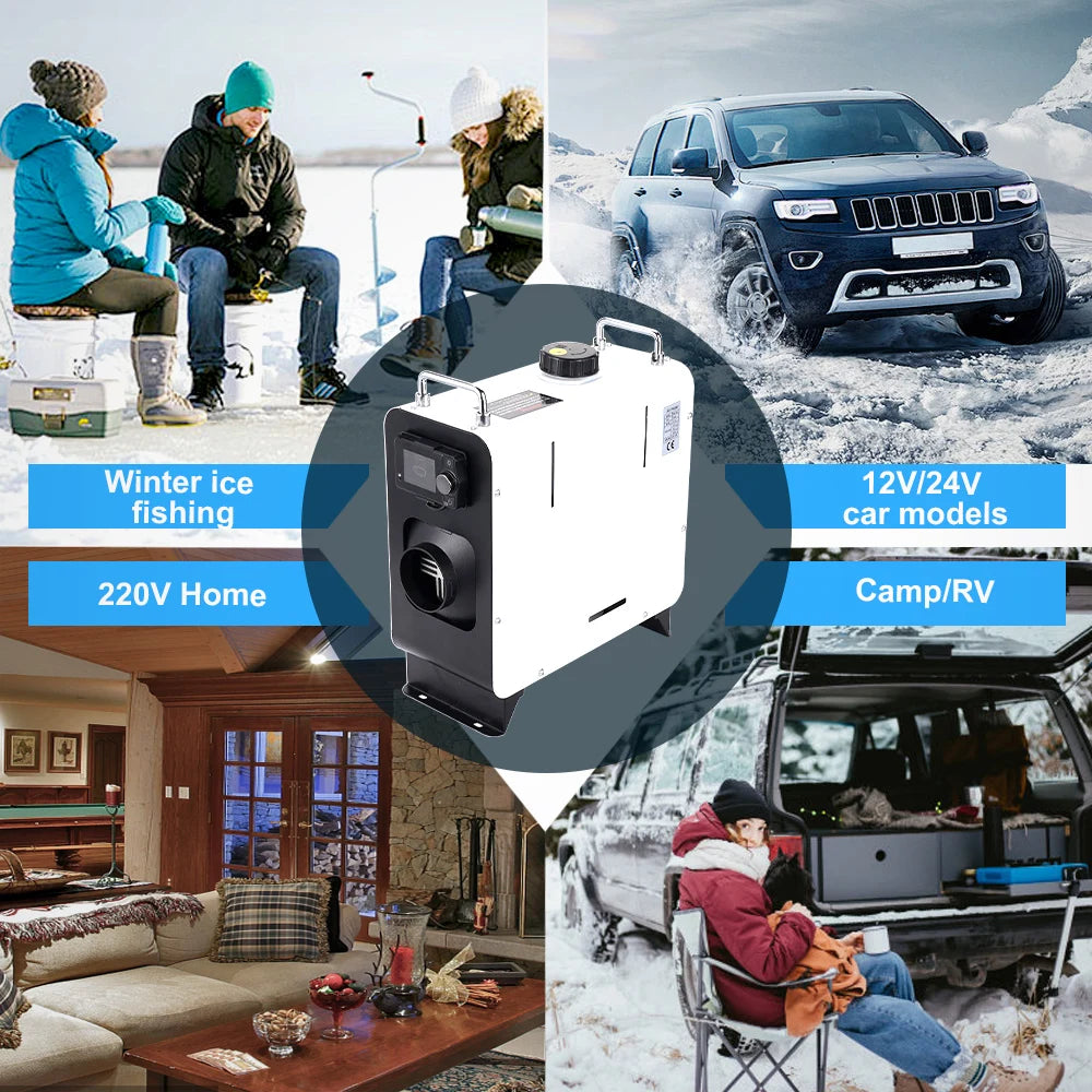 White vertical new 2/8KW Car Heater Diesel Air Heater Be common Bluetooth version 12V/24V/220V  camping for Truck Boat Bus RV