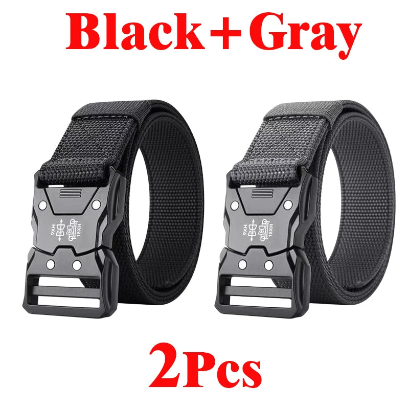 Genuine Tactical Belt Men's Quick Release Nylon Military Belt Automatic Buckle Real Soft Outdoor Sports Pants Jeans Waist Belt
