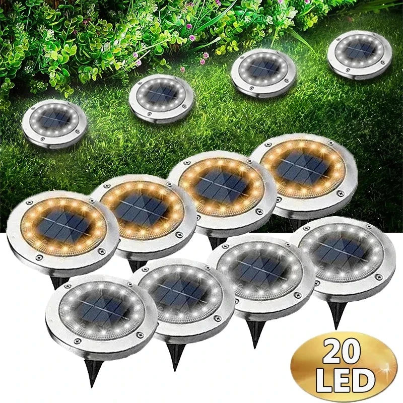 8/20 LED Solar Power Disk Light Outdoor Garden Solar Underground Light Deck Light Spotlight Buried Solar Led Lamp Garden Decor
