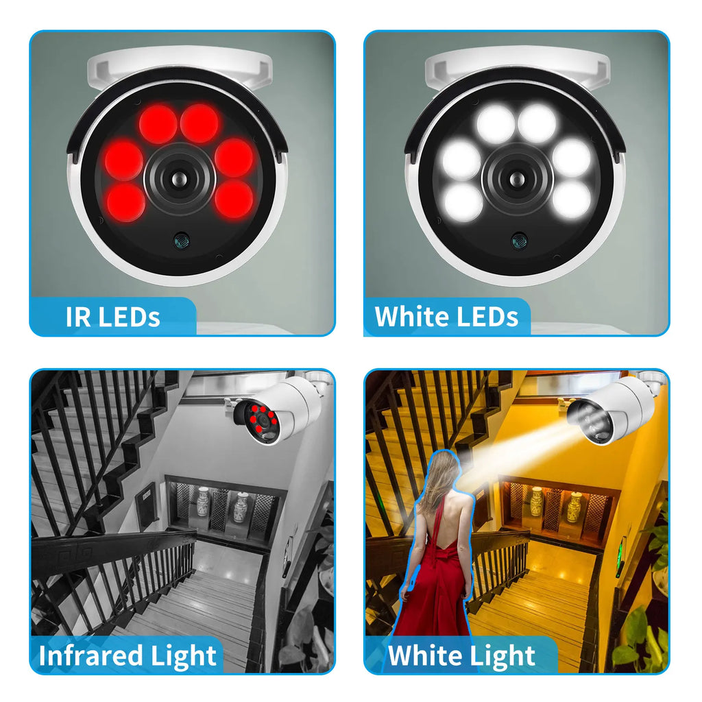 AZISHN Wide Angle 2.8mm FULL Color 4K 8MP H.265 IP Camera P2P AI Face Detection IP67 POE Video Outdoor Camera XMEYE 5MP 4MP