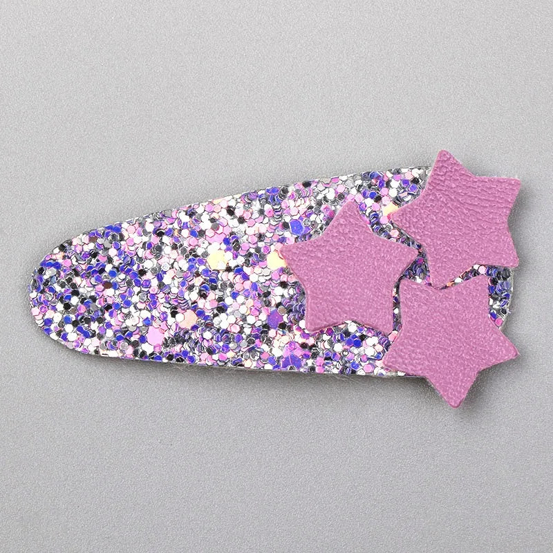 Kids Hair Clips Flocked Glitter Star Snap Clips for Toddlers Girls Soft Front Hair Clips Fall Winter Boho Hair Accessories New