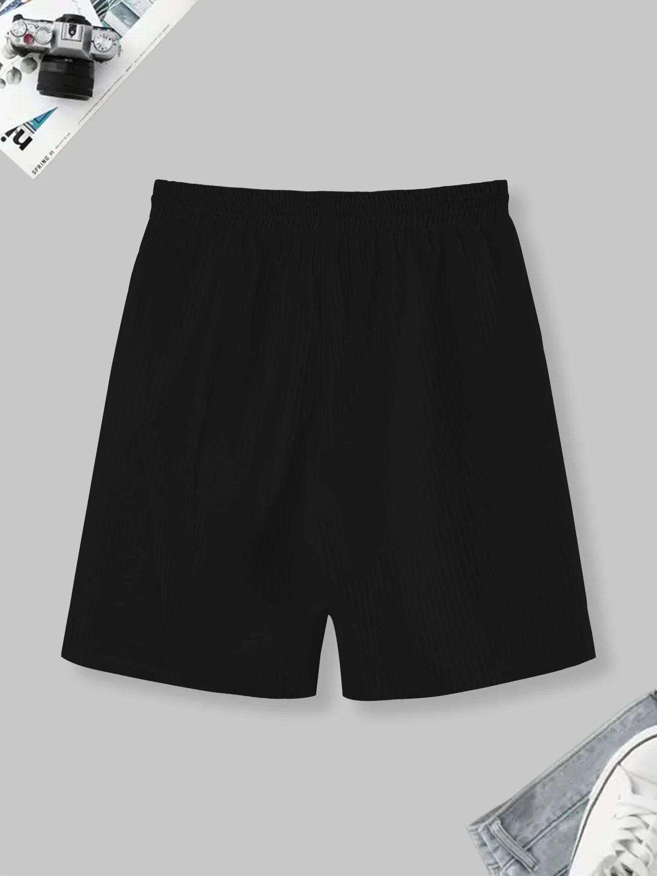 Men's Textured Casual Shorts Summer Loose Breathable Drawstring Sports Pants