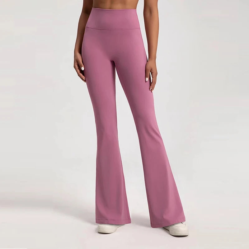Women's High-Waisted Flared Pants with Elastic Waist Cinching Hip-Lifting for Fitness Exercise Casual Outdoor Yoga Trousers