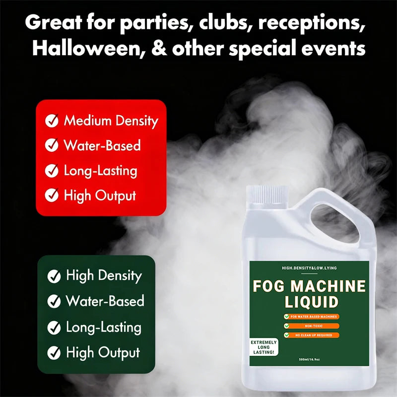 Smoke Fog Machine Liquid - High Density & Long-Lasting Fog Juice for Christmas, Performance Party, New Year's events and Concert