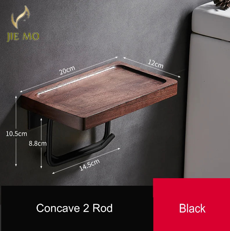 Paper Towel Rack Black Walnut Toilet Roll Rack Creative Solid Wood Paper Towel Hook Bathroom Rack