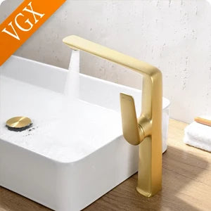 VGX Bathroom Faucets High Basin Mixer Sink Tall Faucet Gourmet Washbasin Taps Water Tap Hot Cold 360° Tapware Crane Brass Black