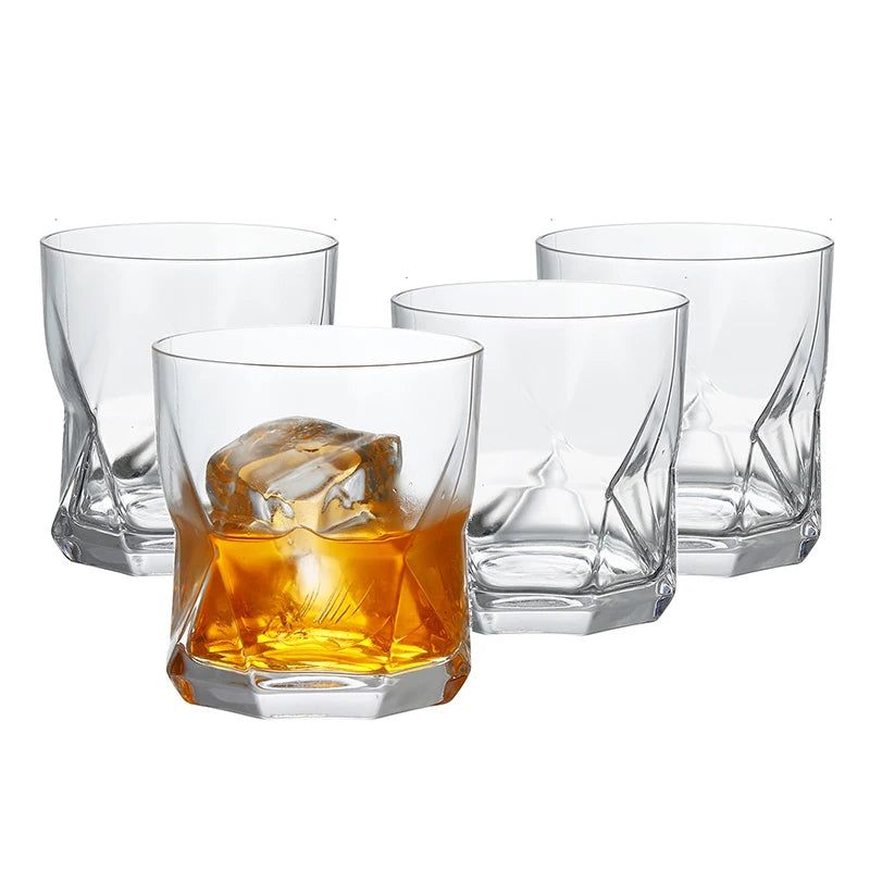 4PCS Fashion Whiskey Glasses, Scotch Whisky, Bourbon, Cocktails, RUM, Durable Whiskey Glasses