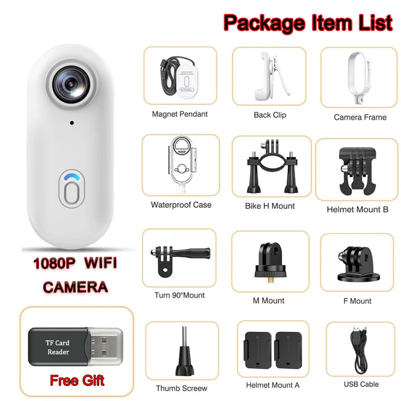 Waterproof Action 4K Camera 1080P Ultra Mini Wireless WiFi POV Bodycam for Bicycle Motorcycle Pocket Sports Recording HD Quality
