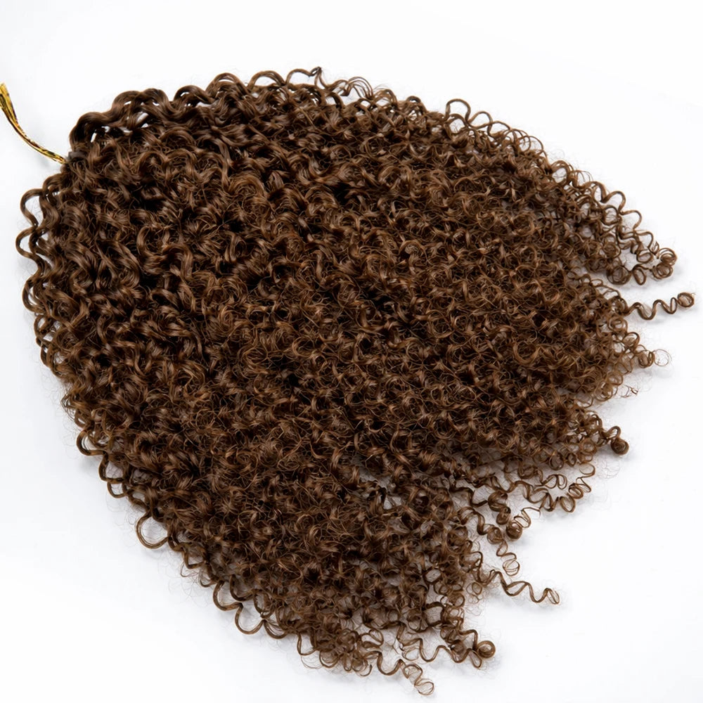 12A Small Spirals Curly Crochet Human Hair Knotless Pre-Separated #4 Brown Feather Crochet Braid Extensions Lightweight Reusable