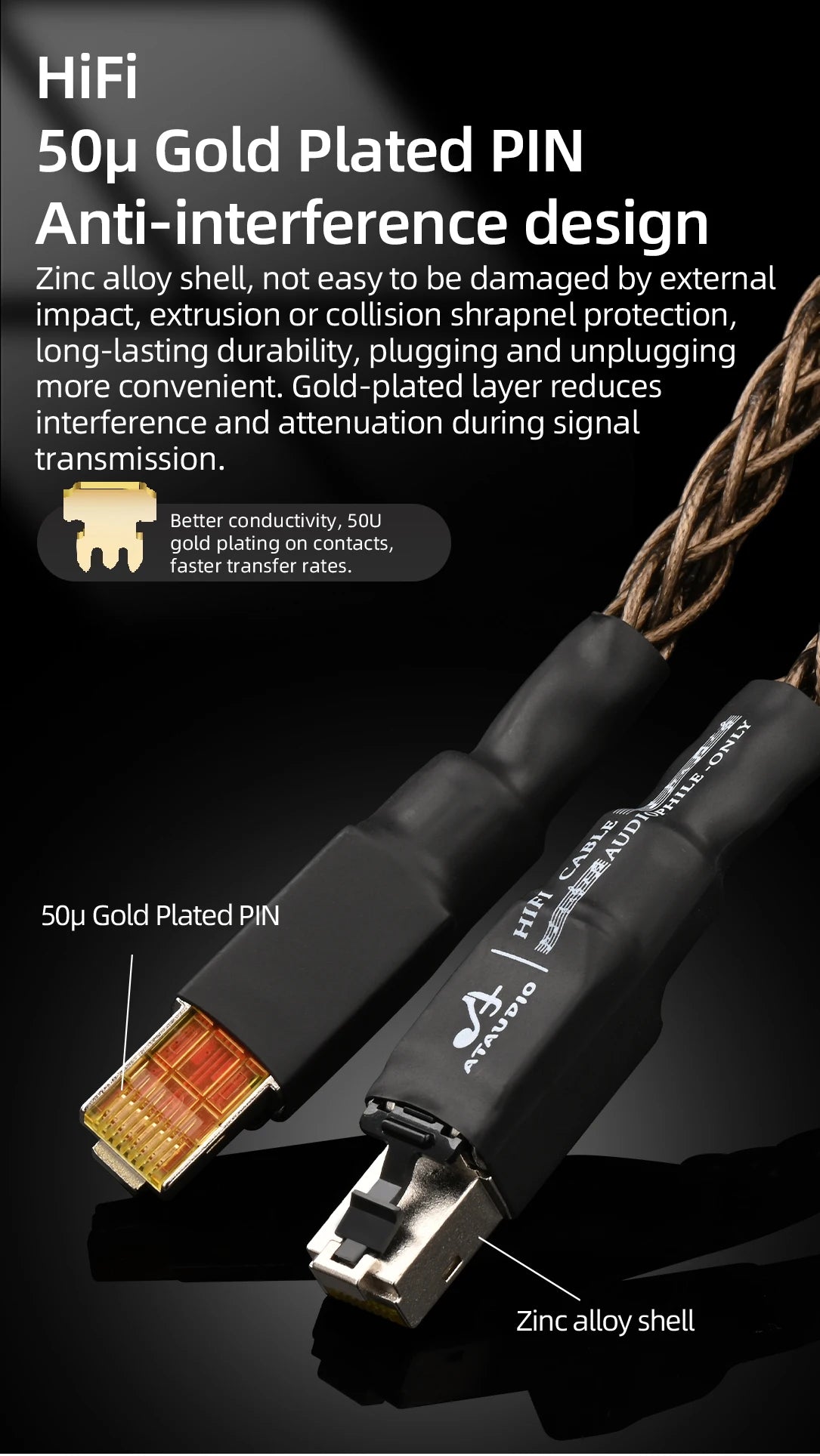 High Speed RJ45 Network Cable 7N OCC Silver Plated HiFi Cat8 Ethernet Cable 40Gbps Laptop Internet LAN Cable for PC Router