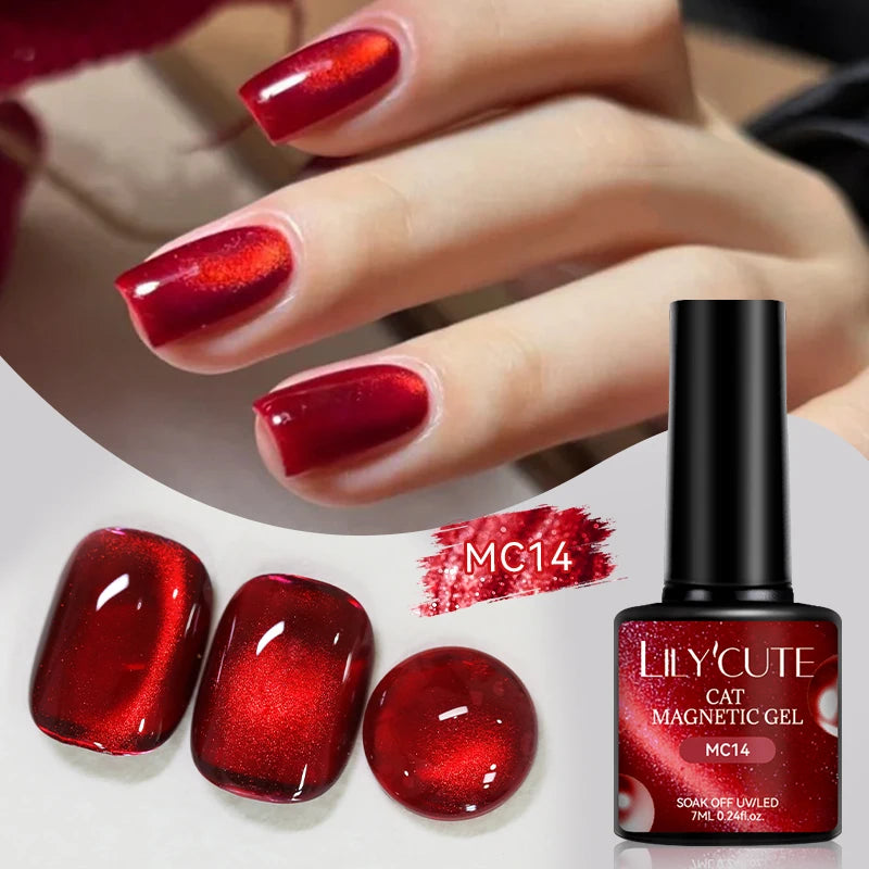 LILYCUTE 7ml Gold Coffee Cat Magnetic Gel Nail Polish Autumn Winter Nails Ultra Shine Moonlight Semi Permanent UV Gel Soak Off