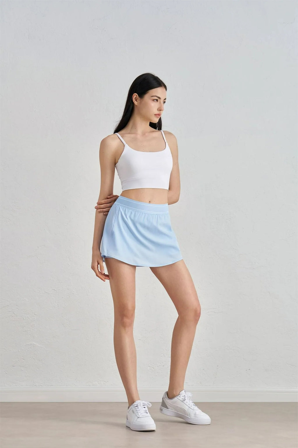 Two Pieces Tennis Skirts Breathable Sun-Proof Slim Fit Casual Yoga Skorts With Shorts&Pockets 2 In 1 Golf Badminton Skirts