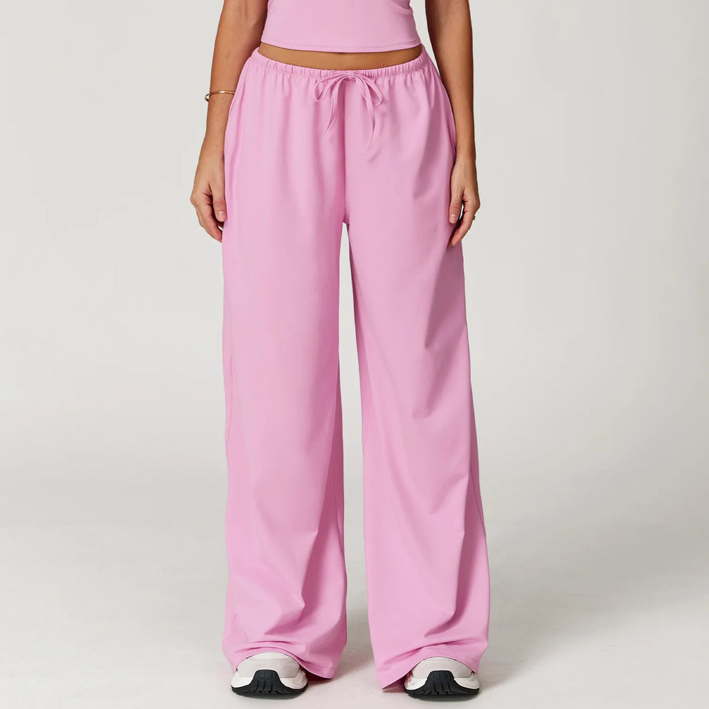 Women's High Waist Drawstring Yoga Pants Hanging Wide Leg Loose Casual Pants Women's Sports Pants Fitness Running Elastic Pants