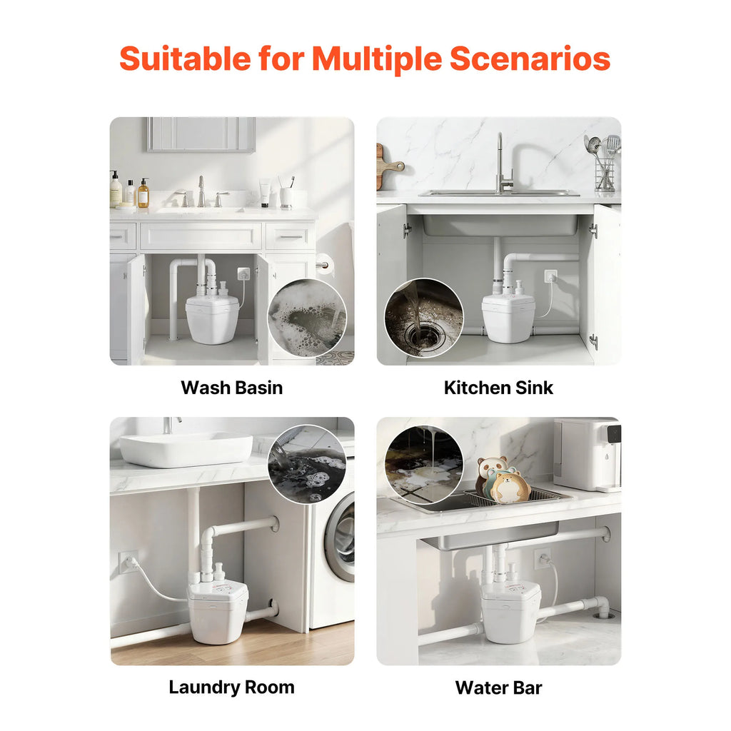 SucceBuy Utility Sink Pump 36 ft 1 HP 2200 GPH with 3 Water Inlets 1 Outlet Aluminum for Sink Shower Wash Bin Kitchen Basement