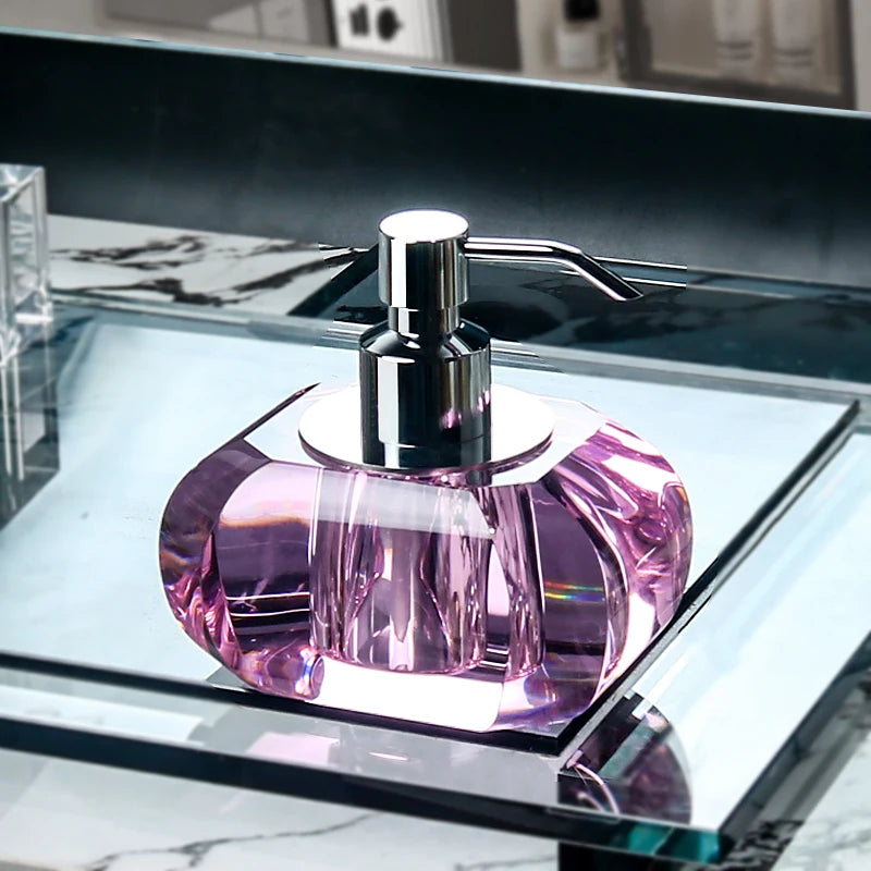 Crystal Glass Press Lotion Bottle Soap Dispenser Hand Sanitizer Dispensing Bottle Luxury Crystal Glass Lotion Bottle Bathroom