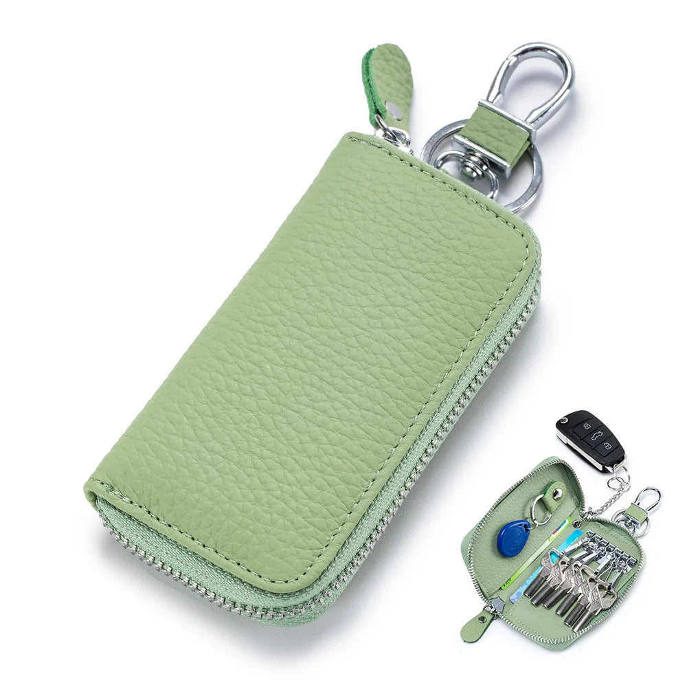 Key Case Multifunctional Zipper Men's Household Key Case Universal Car Keybag Women Leather Organizer Keychain Wallet 10 Color