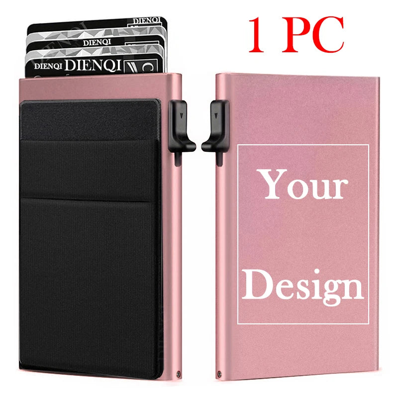 Engraved Rfid Credit Card Holder Smart Wallet Customized Slim Metal Pop Up Personalized Bank Cardholder Wallets for Men Women