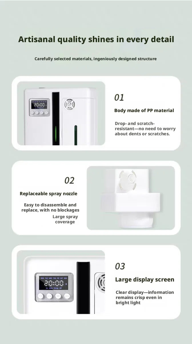 Smart Aroma Diffuser 300m³ Built-in Pressurized Fan Nano Mist Atomization Waterless Essential Oil Scent Machine for Home Hotel