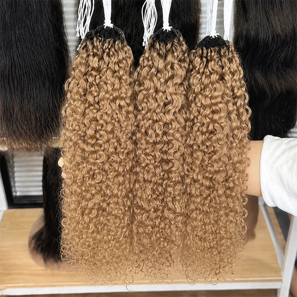 #27 Highlight Feather Crochet Human Hair Extension For Braid Kinky Curly Pre-Separated Knotless Small Spirals Curly Crochet Hair