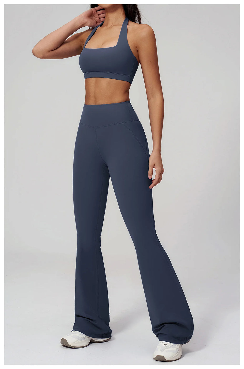 Women's Tracksuits 2PCS Flared Pants Yoga Set Gym Fitness Outfits Female Shockproof Sports Bra Yoga Workout Clothes Sports Sets