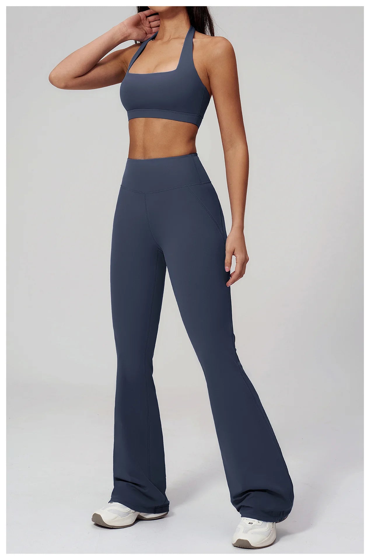 Women's Tracksuits 2PCS Flared Pants Yoga Set Gym Fitness Outfits Female Shockproof Sports Bra Yoga Workout Clothes Sports Sets