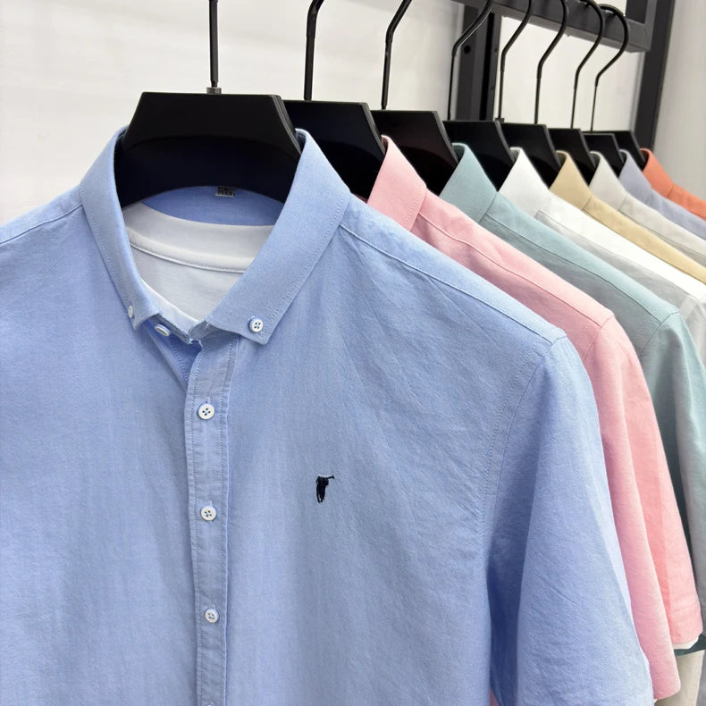 100% cotton short sleeve shirt summer classic solid color luxury brand Paul embroidery fashion business golf casual men's wear