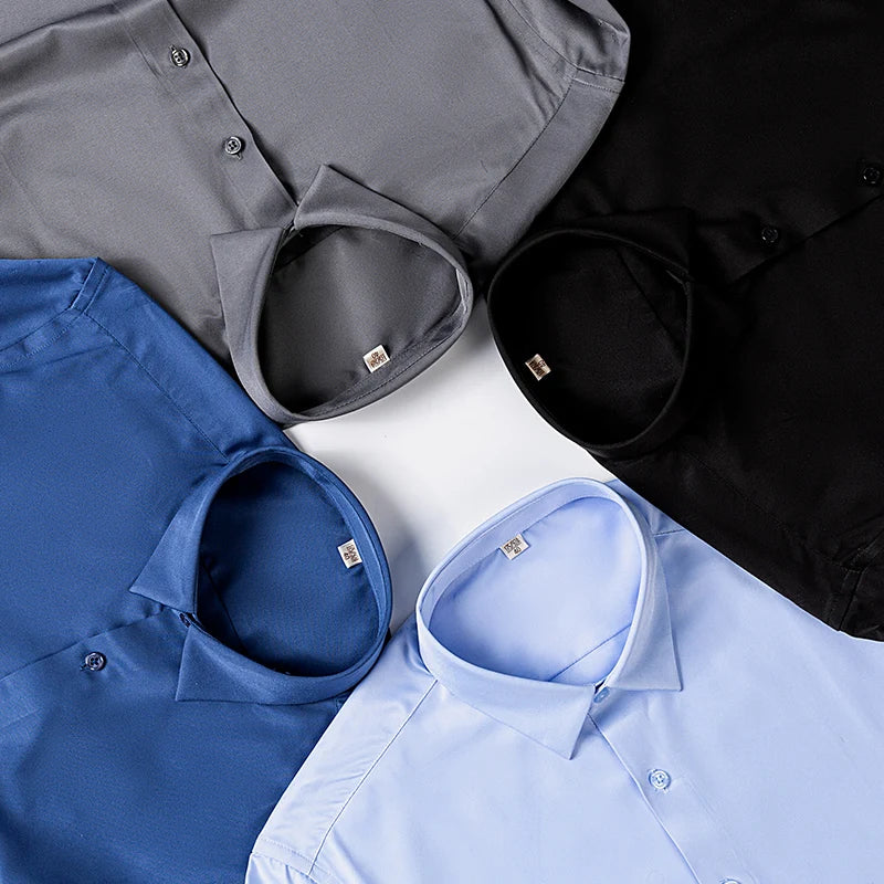 Men Shirt Glossy Long Sleeve Plus Size 5XL 6XL 7XL Oversize Loose Casual Dress Shirt Autumn Comfortable Office Work Business