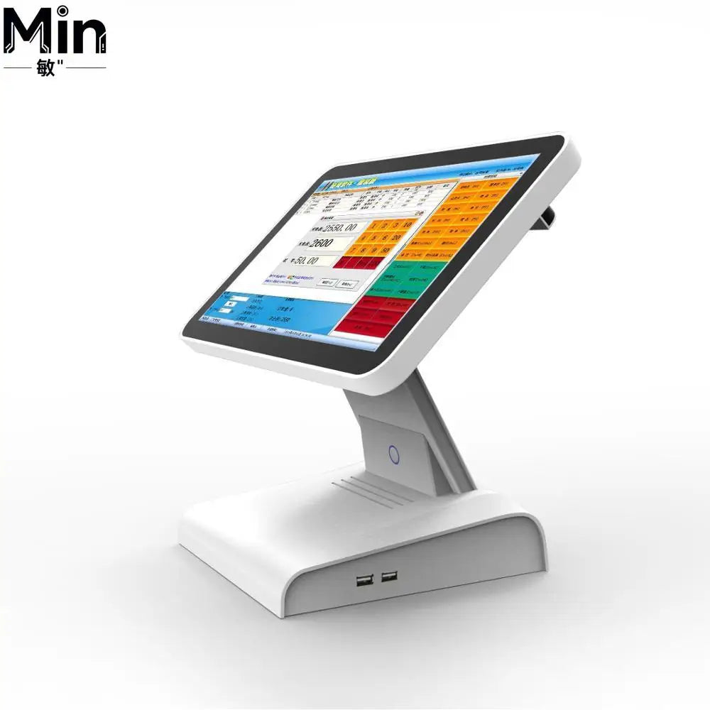 HSPOS 15 Inch All In One Touch Screen POS Cash Register I3 I5 Win 10 System POS Machine with VFD Customer Display