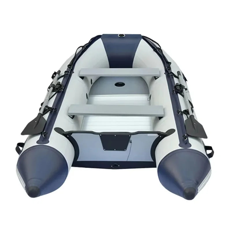 12'6" Inflatable Fishing Boat PVC 0.9mm with Aluminum Floor Rowing Boats 380cm for 6 Person Sport Yacht on Sea Max 30HP Power