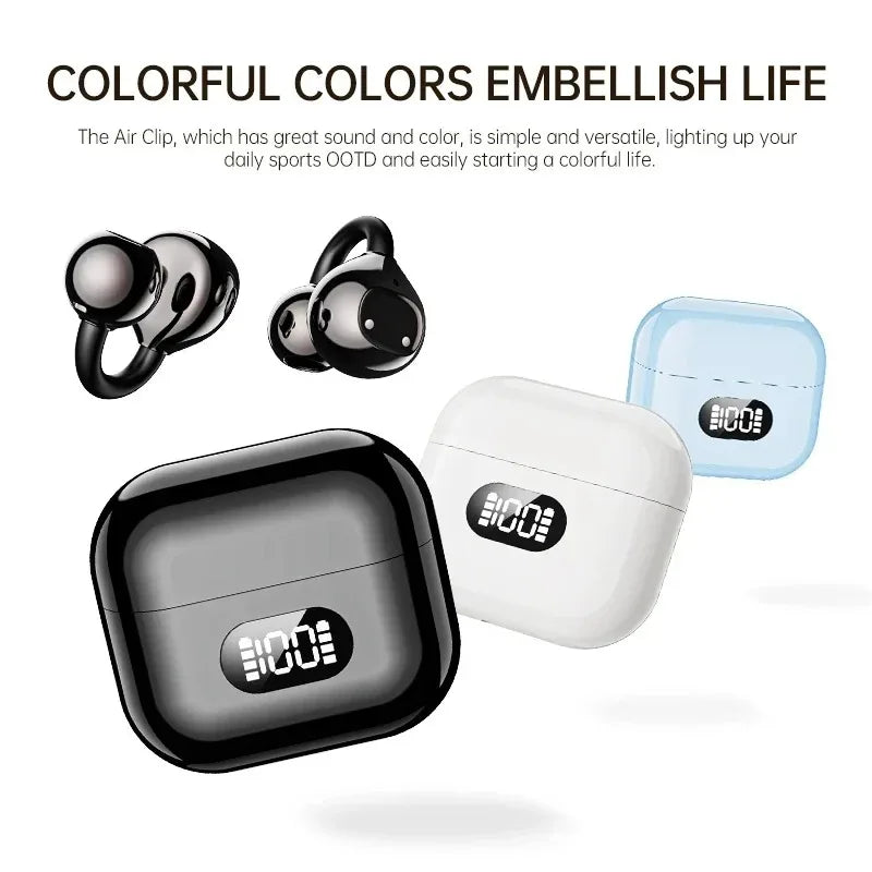 Portable Open Ows Ear Clip Headphones Bluetooth Wireless Earbuds Stereo Sound With Clear Calls Touch Control for Music