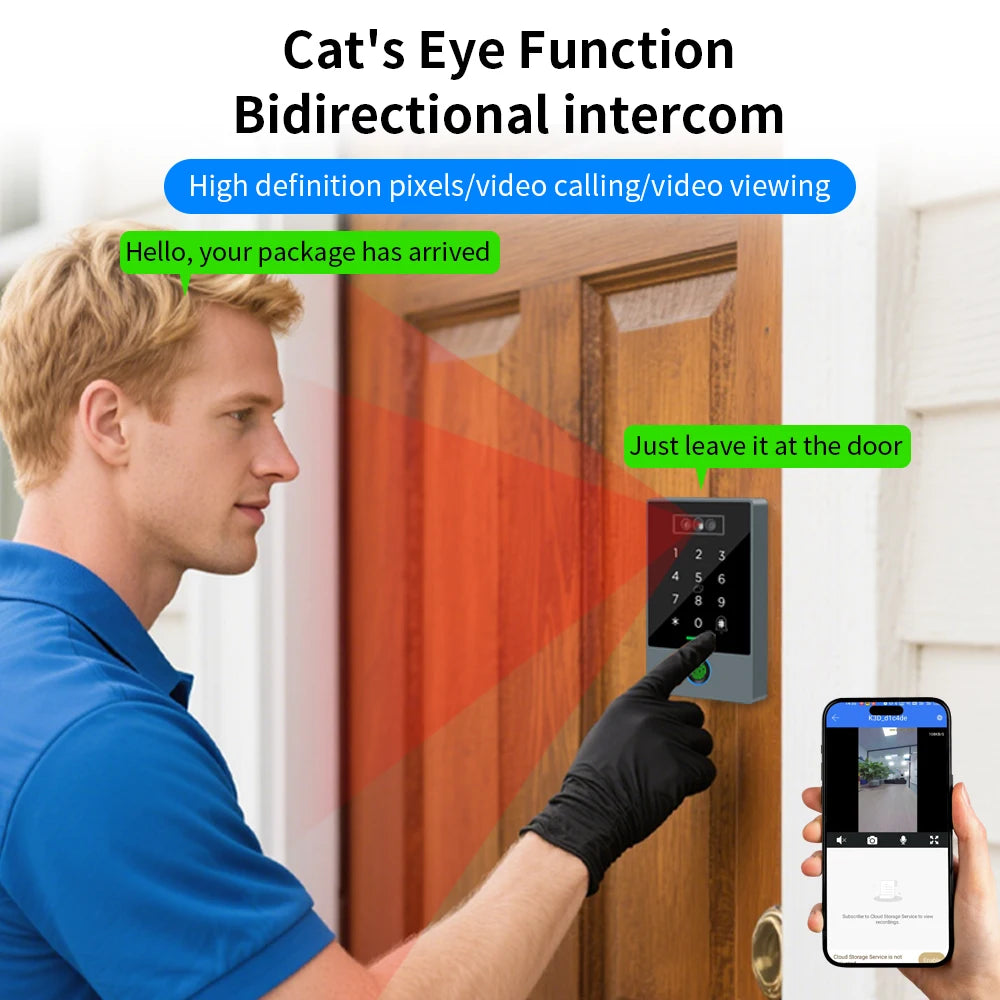 TTLOCK Home Security Visual Intercom Face Recognition Fingerprint WiFi Intelligent 13.5Hz Waterproof IP67 Access Control