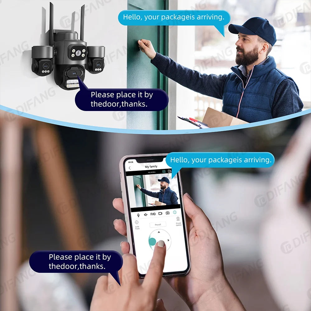 Icsee 3 Lens 3 Screen WIFI Security Camera Outdoor PTZ PIR Human Detection Auto Tracking Night Vision Surveillance CCTV
