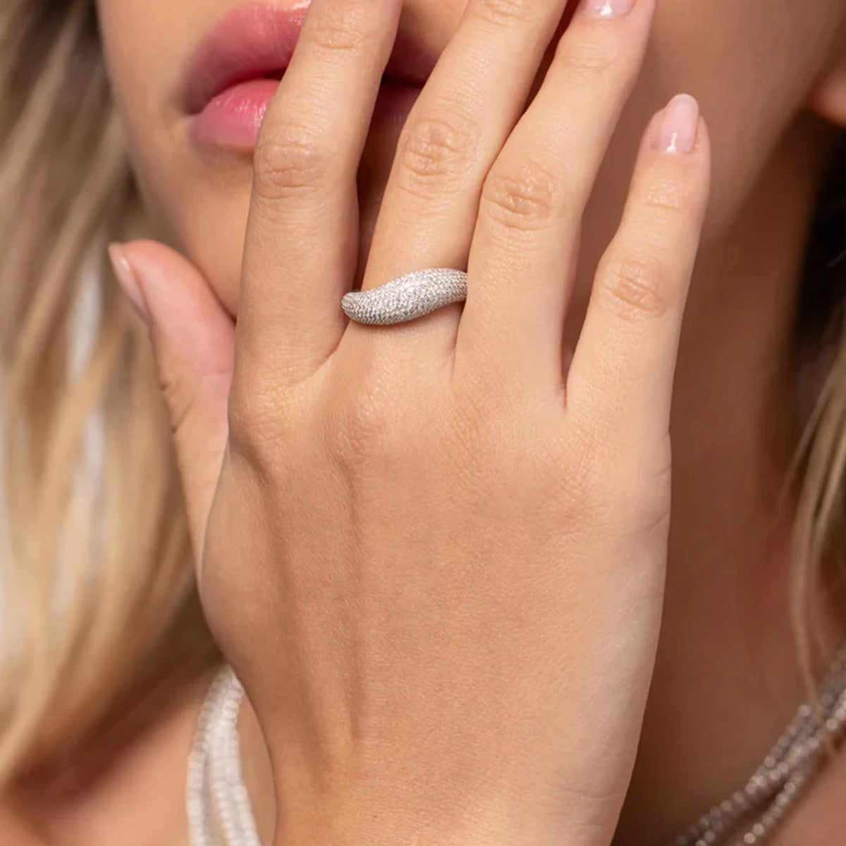 DPLAOPA 100% 925 Sterling Silver Geometric Full Zircon Pave Women Ring Luxury Crystal Fine Jewelry Rock Punk Wedding Gift