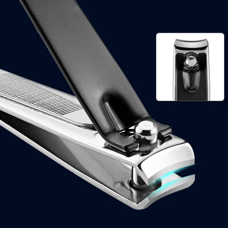 3 Sizes Nail Nipper Stainless Steel Black Fingernail Clipper Anti-splash Manicure Cutter With Files Portable Manicure Tool