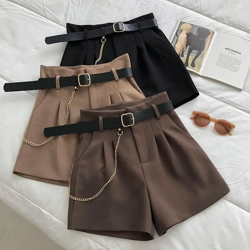 Women's Summer Suit Shorts 2025 New Korean Version Slim High Waist Casual