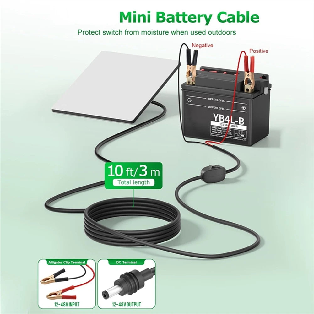 2/3/5m 12-48V Alligator Clip To DC Power Cable 16AWG Wire For Starlink Mini  with Built-in Switch For Starlink Mini Accessories