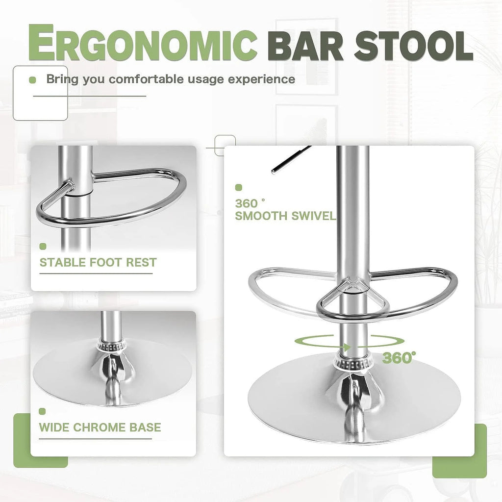Furmax Set of 2 Modern PU Leather Swivel Adjustable Hydraulic Bar Stools White