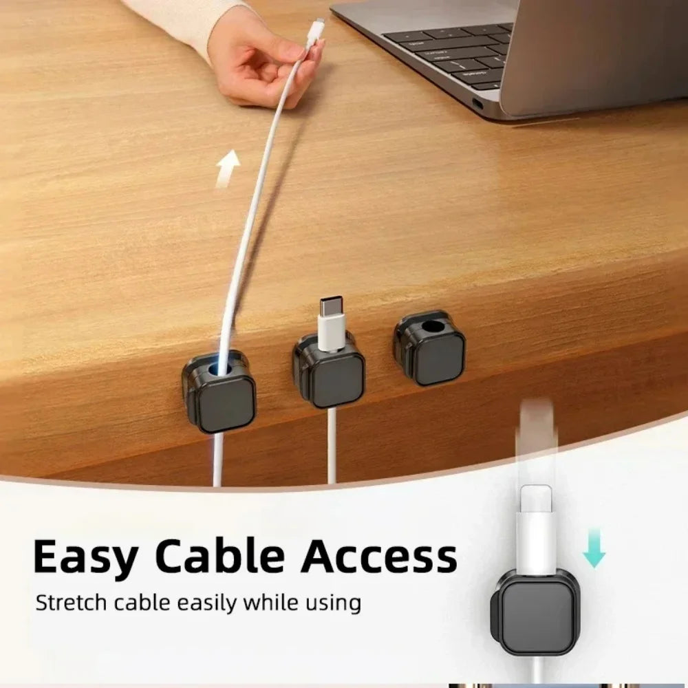 3/6/12PCS Portable Magnetic Cable Clips Cable Protector Desk Tidy Management Clips For Mouse Earphone Wire Organizer Cable Stand