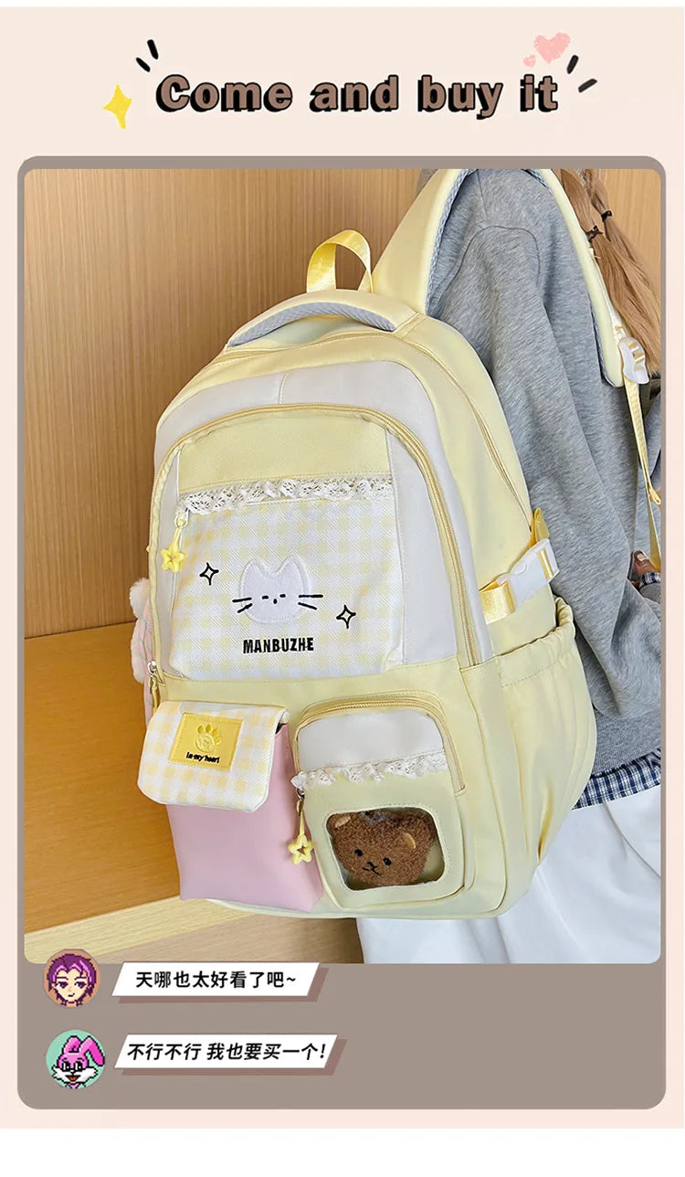 Girl School Bag Backpack Back Pack For Teenager Women Children Female Pink Schoolbag Primary High Bagpack Class Teens Child Kids