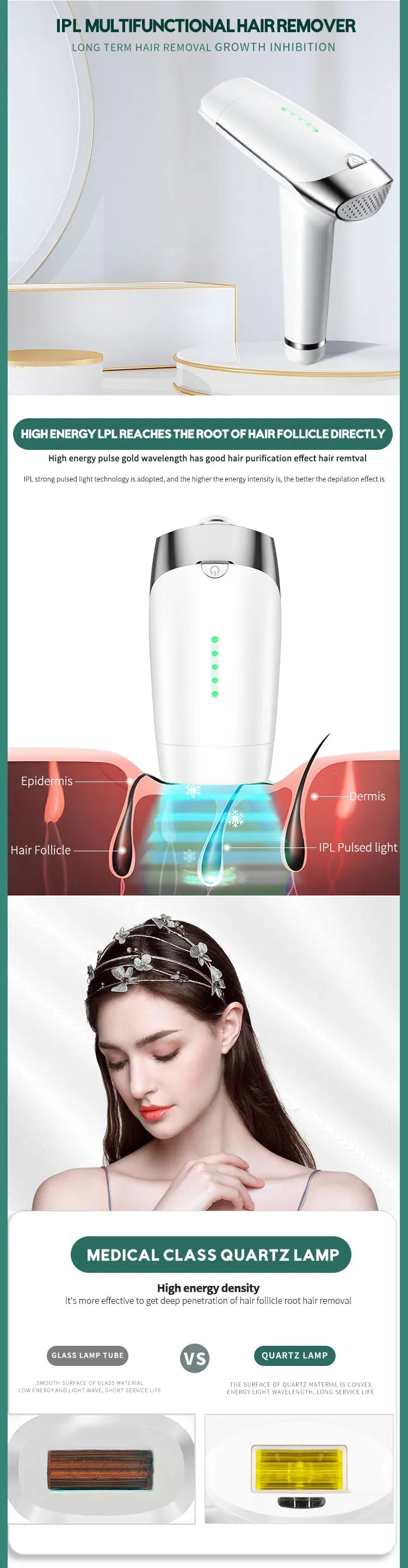 New Ice‑Cooling Handheld IPL Epilator, 900000 Flashes for Home Use