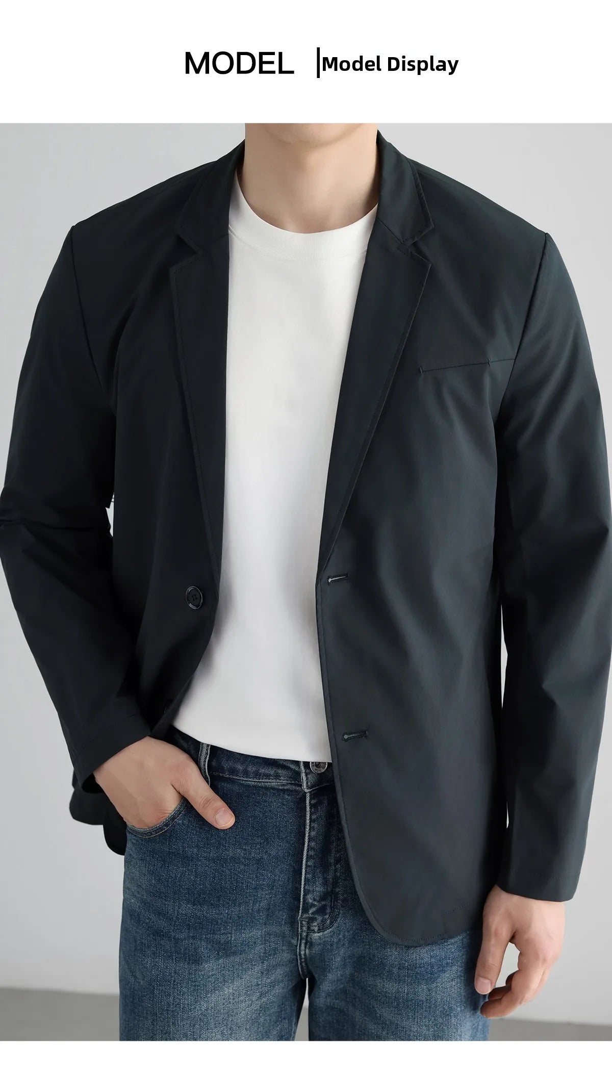 Lightweight Windproof Anti-Wrinkle Slim Fit Men's Business Casual Notch Lapel Suit Jacket Commuting Autumn Polyester Fiber