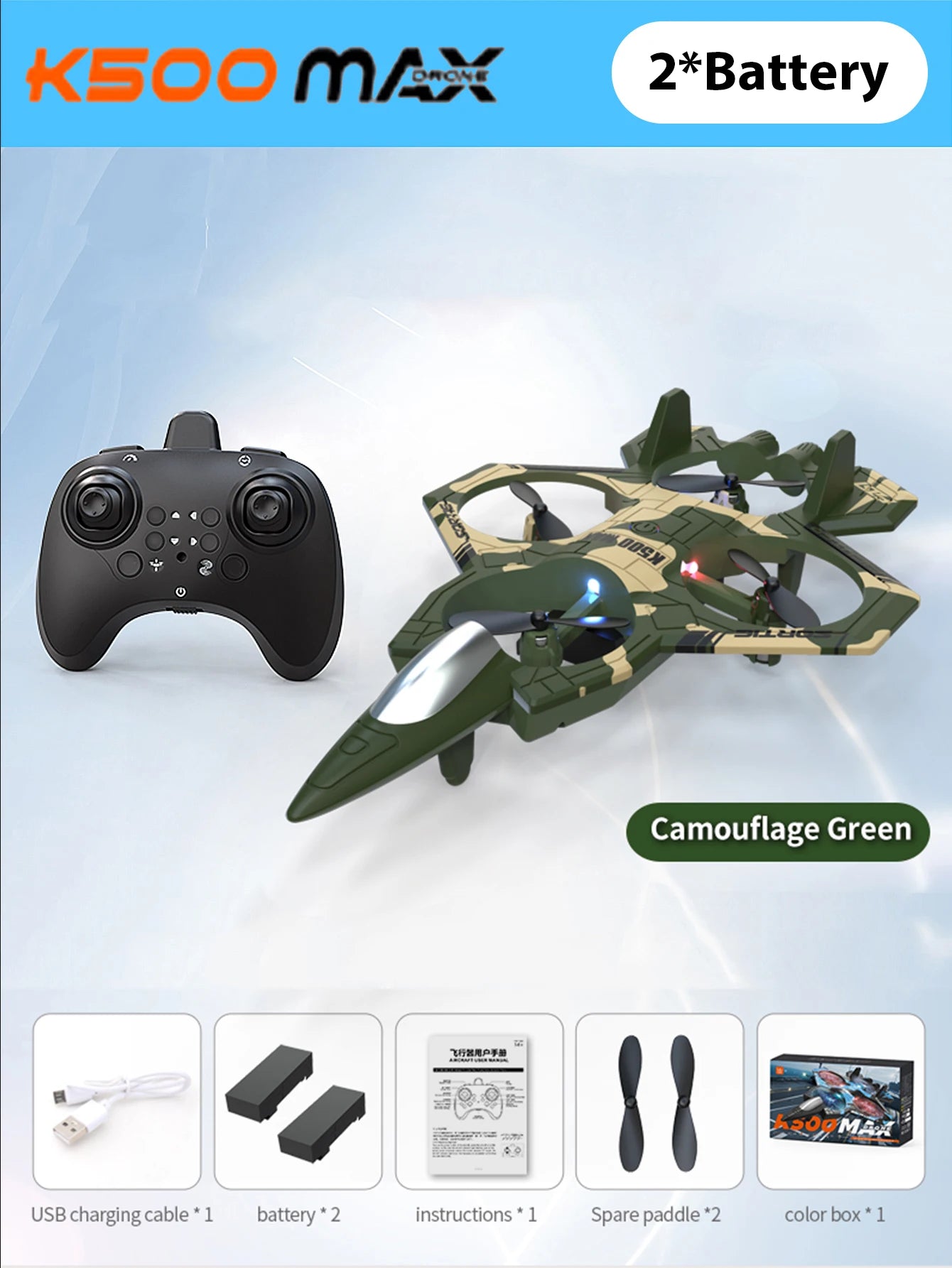 K500MAX Drone Fighter Jet 4k HD Professional Drone Camera WIFI Fpv Aircraft Quadcopte Aerial Photography Drone Birthday Toys