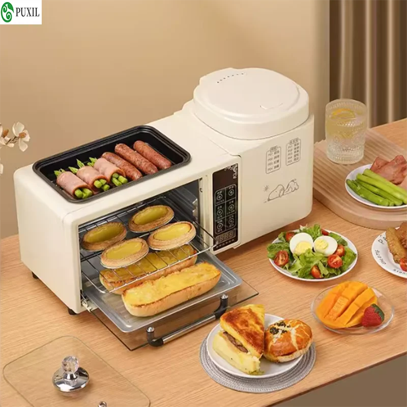 Three in one breakfast electromechanical rice soup stew pasta cooking pan food Mantou pizza oven egg fried egg frying pan toast