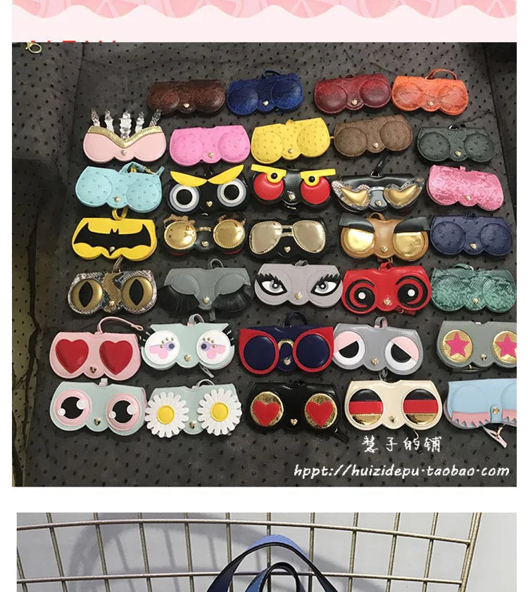 ins cartoon cute glasses case portable men and women sunglasses myopia glasses organizer bag protective sleeve glasses bag charm