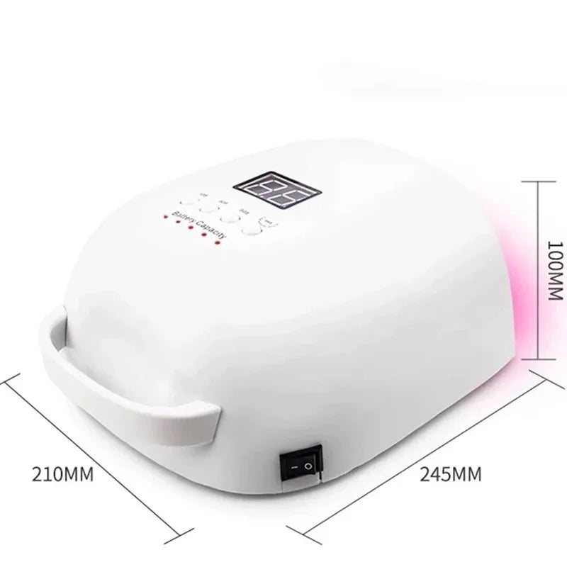 86W Lamp for Manicure Rechargeable Cordless Sun UV LED Lamp Nail Dryer For Curing All Gels 52 LEDs Light with LCD Timer Sensor
