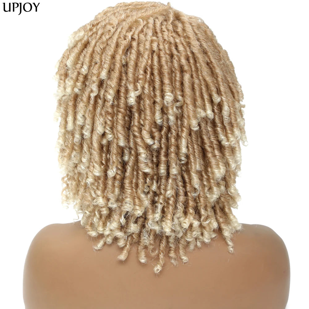 Short Dreadlock Wig Twist Braided Wigs for Black Women and Men Boho Afro Curly Synthetic Wig Faux Locs Braided Crochet Hair Wigs
