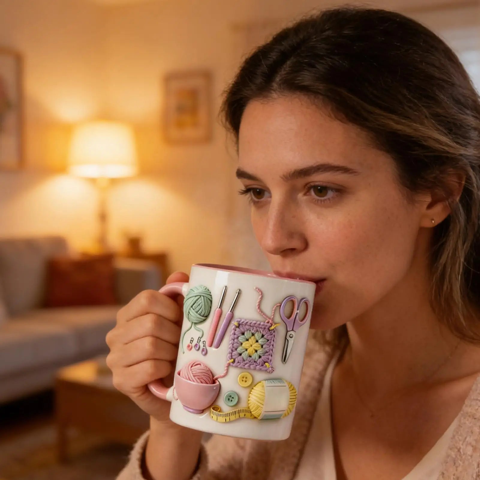 Funny Coffee Mug 330ml Crochet Ceramic Drinkware Novelty Drinking creativity Cups Crochet theme For Adults Yarn Lovers