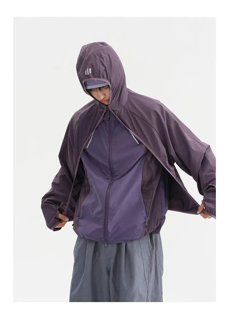 Coat + Vest Sets Varsity Jacket Men Outdoor Techwear Fashion Casual Track Hooded Sunscreen Cape Jacket Vest Women Cycling Coat