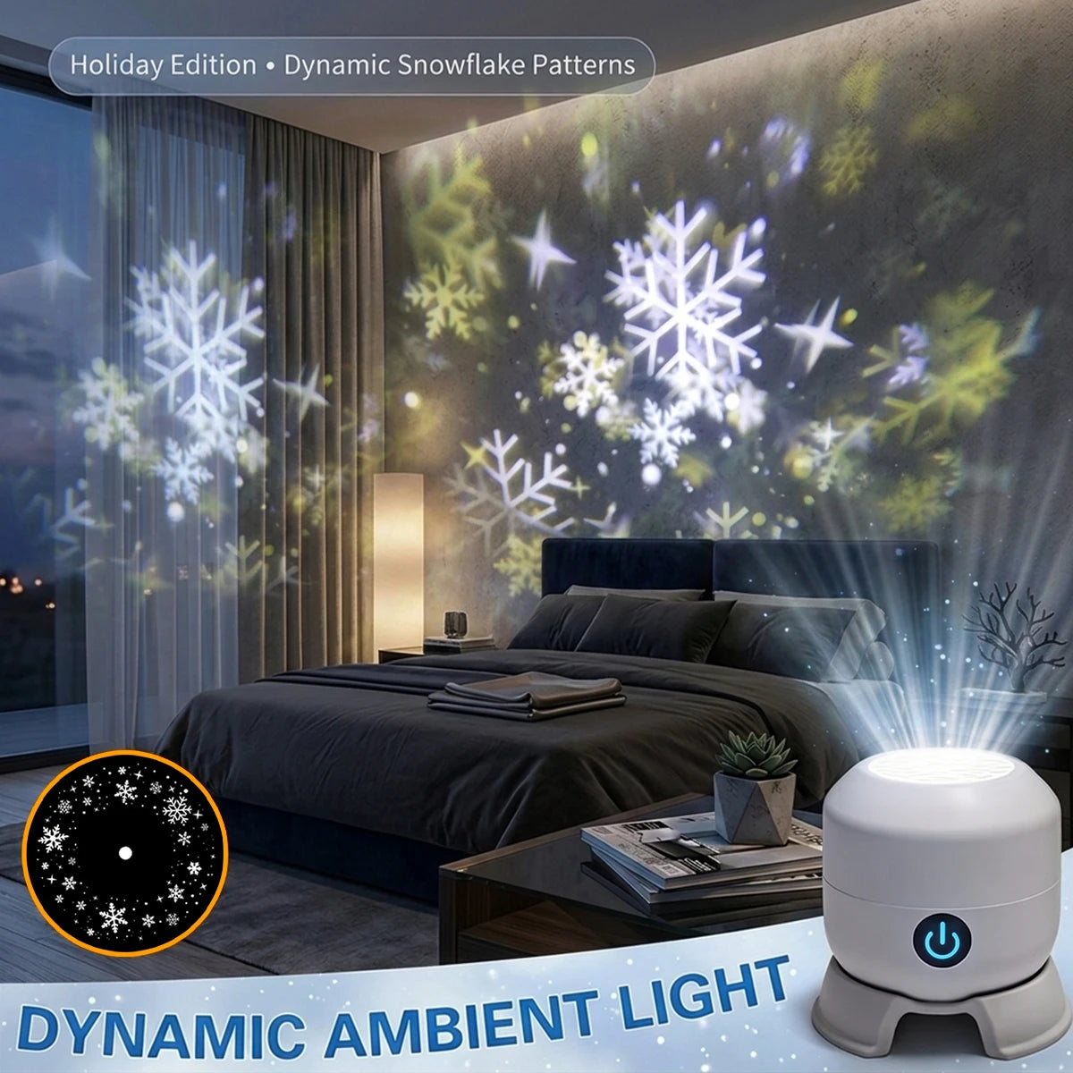 Rotating Projector Night Light USB Power LED Ocean Projector Light Dynamic Atmosphere Lamp for Bedroom Party Decor Birthday Gift