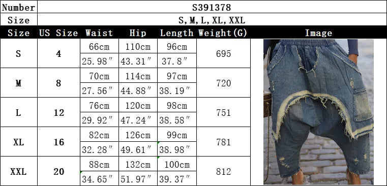 New Vintage Distressed Frayed Ripped Jeans Women's Fashion Loose Harem Pants Casual Hip Hop Streetwear Denim Trousers for Women